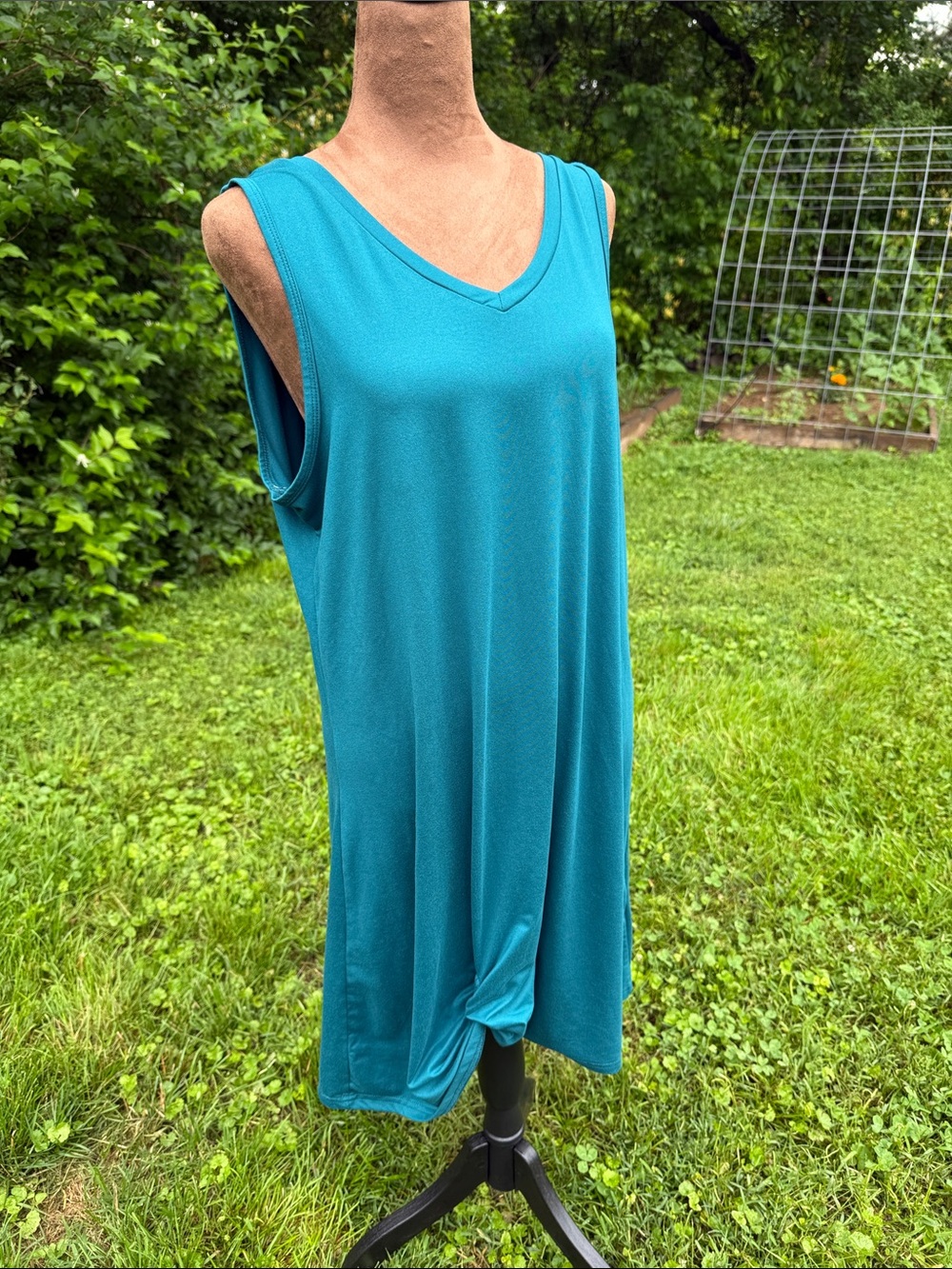 Teal V-Neck Sleeveless Tunic Dress
